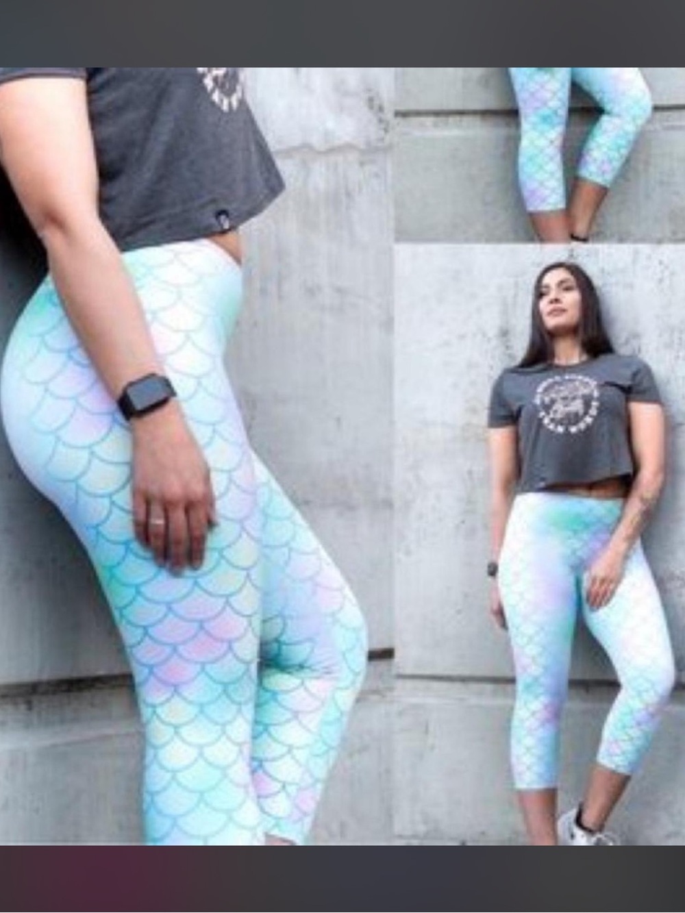 Feed Me Fight Me mermaid capri athletic leggings